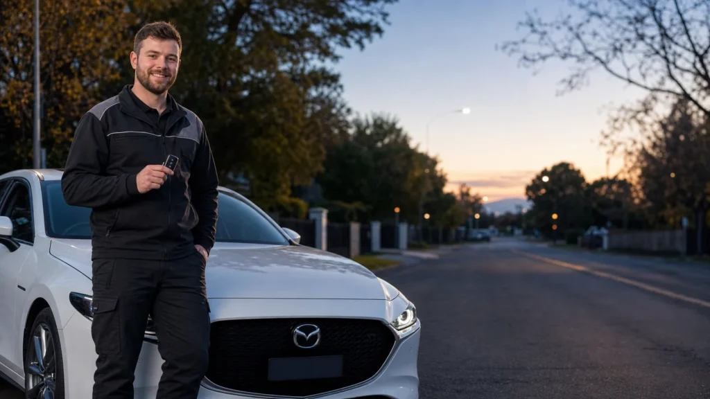 Emergency automotive locksmith attending a vehicle in Melbourne