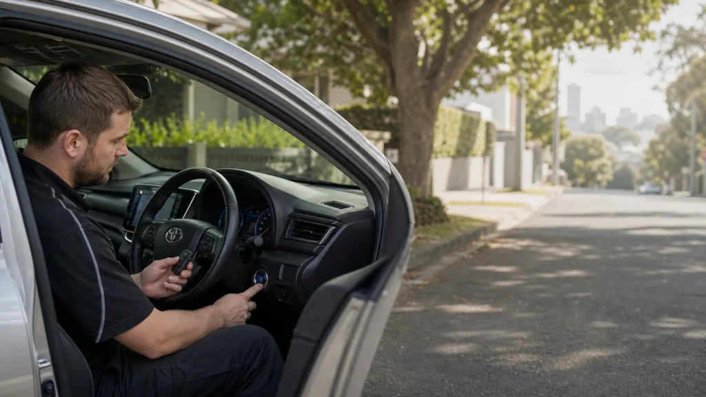 Smart car key being function tested in Melbourne