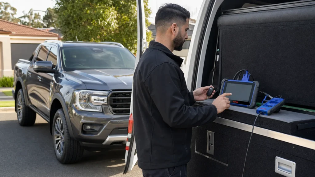 Ford Ranger key programming in Melbourne with professional locksmith equipment